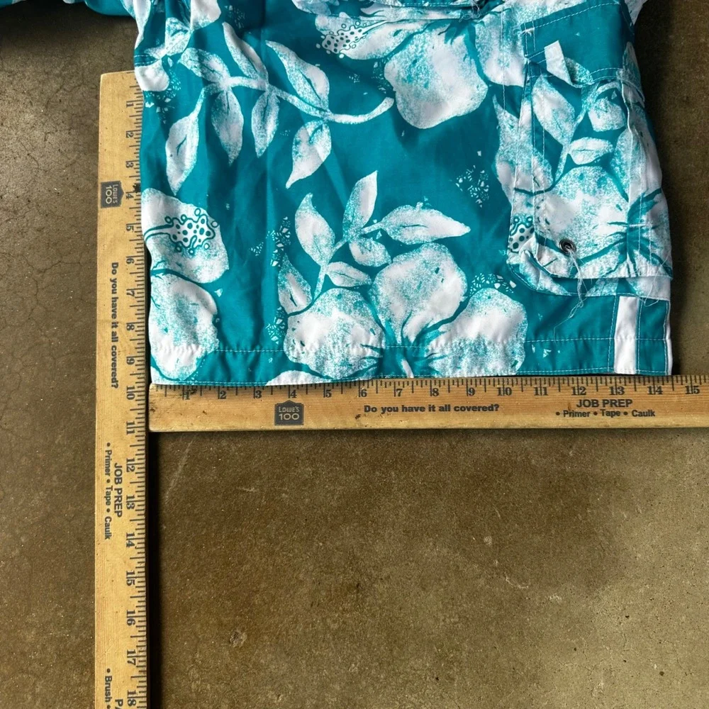 Mossimo Board Shorts Mens XL Teal Beach Floral Hibiscus Cargo Swim Trunks